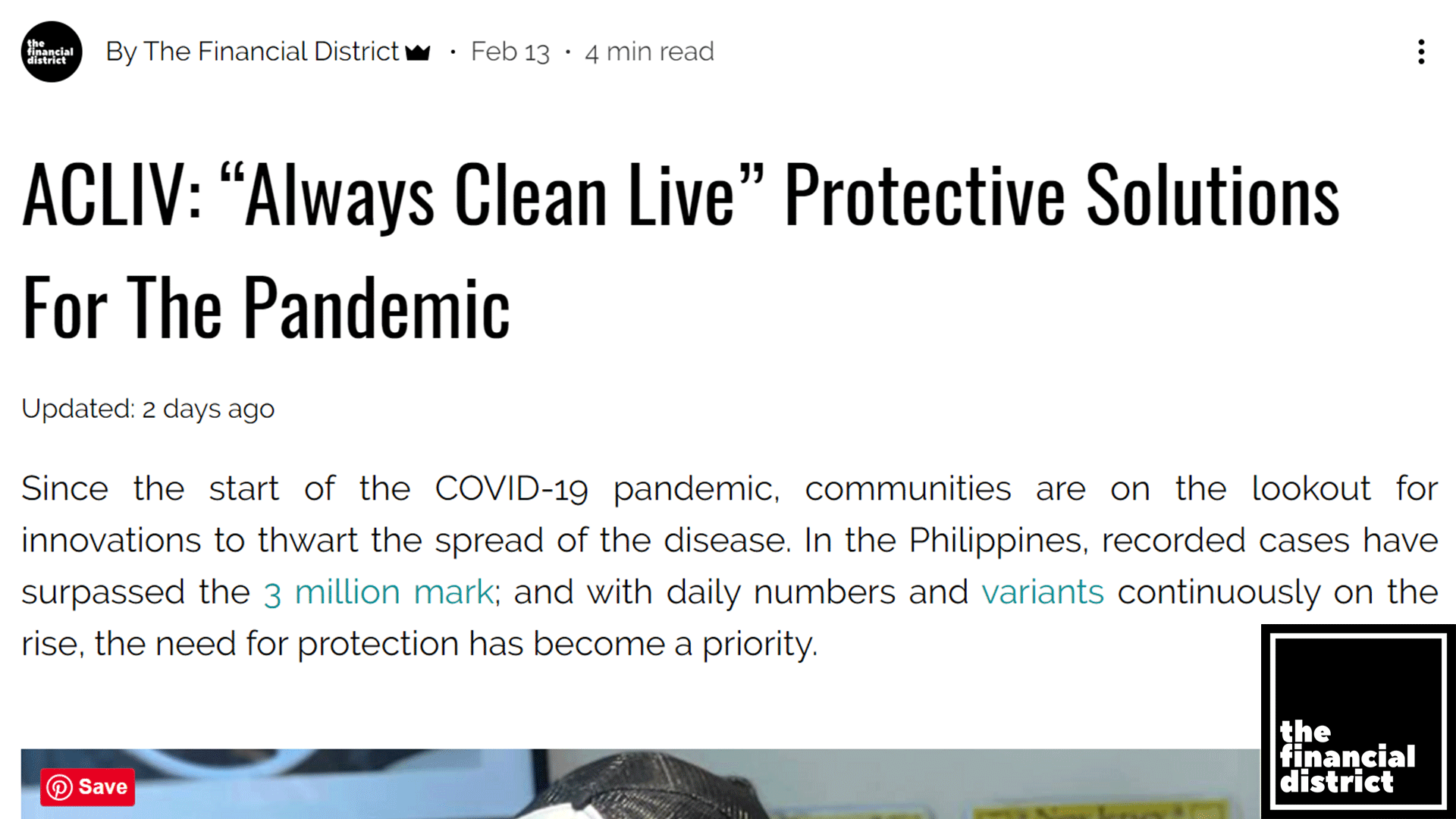 The Financial District - ACLIV: “Always Clean Live” Protective Solutions For The Pandemic